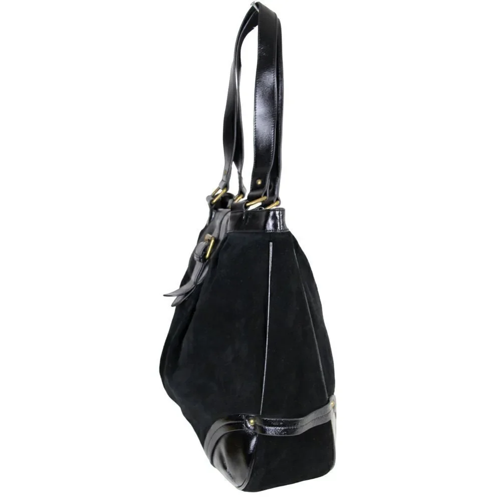 Timi & Leslie BLACK GENUINE LEATHER SUEDE BOHO TOTE SHOULDER BAG HANDBAG PURSE
